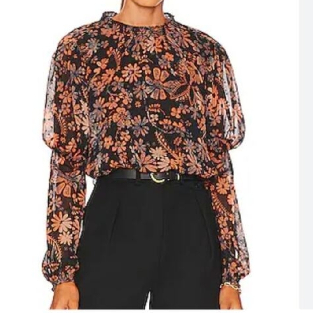Free People Blouse Clarissa Top Medium New Dark Academia